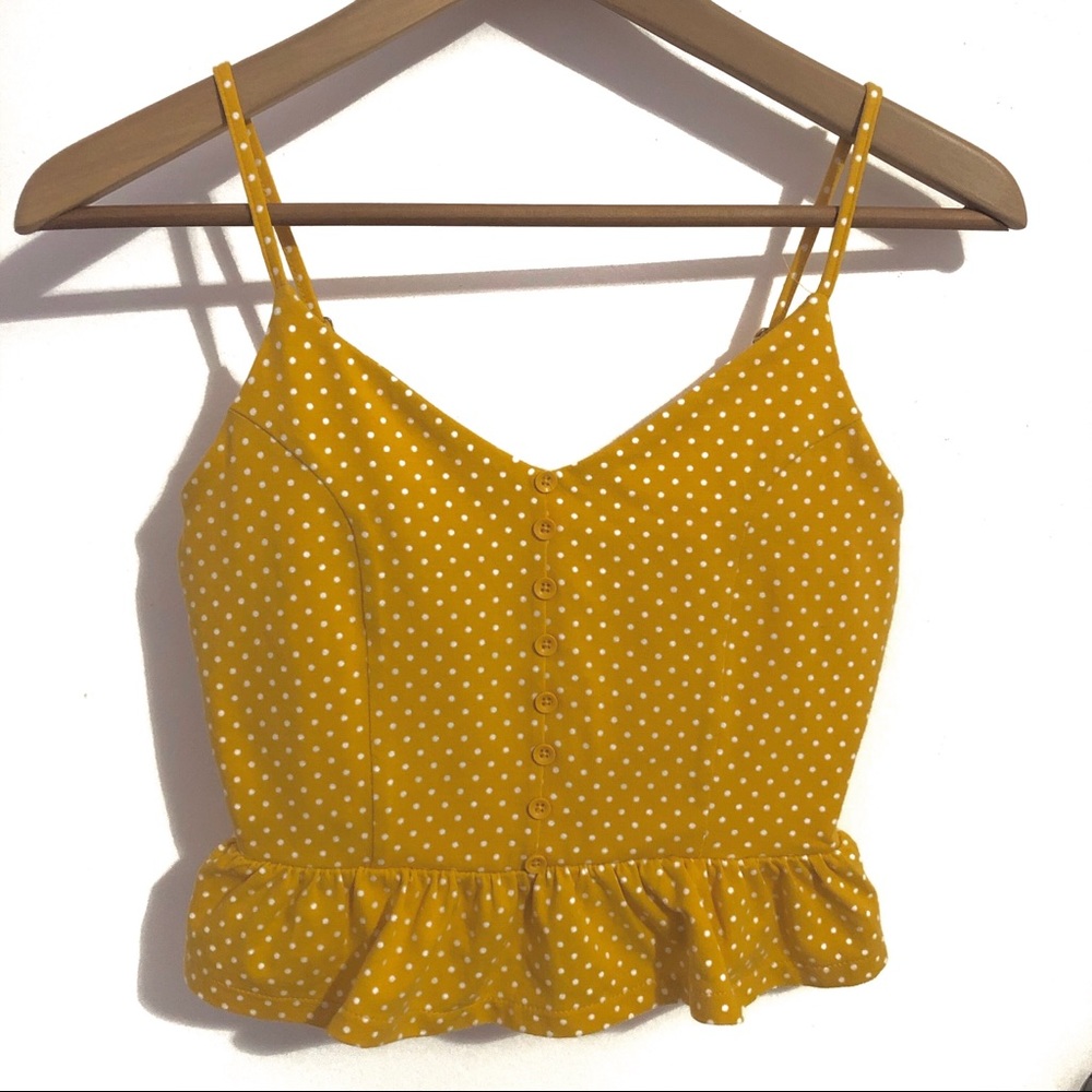 Polka Dot Peplum Crop Top